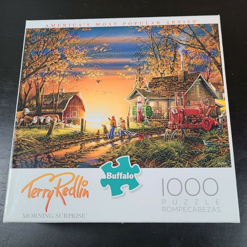 Buffalo 1000 Piece Puzzle Morning Sunrise Surprise Farm Terry Redlin COMPLETE